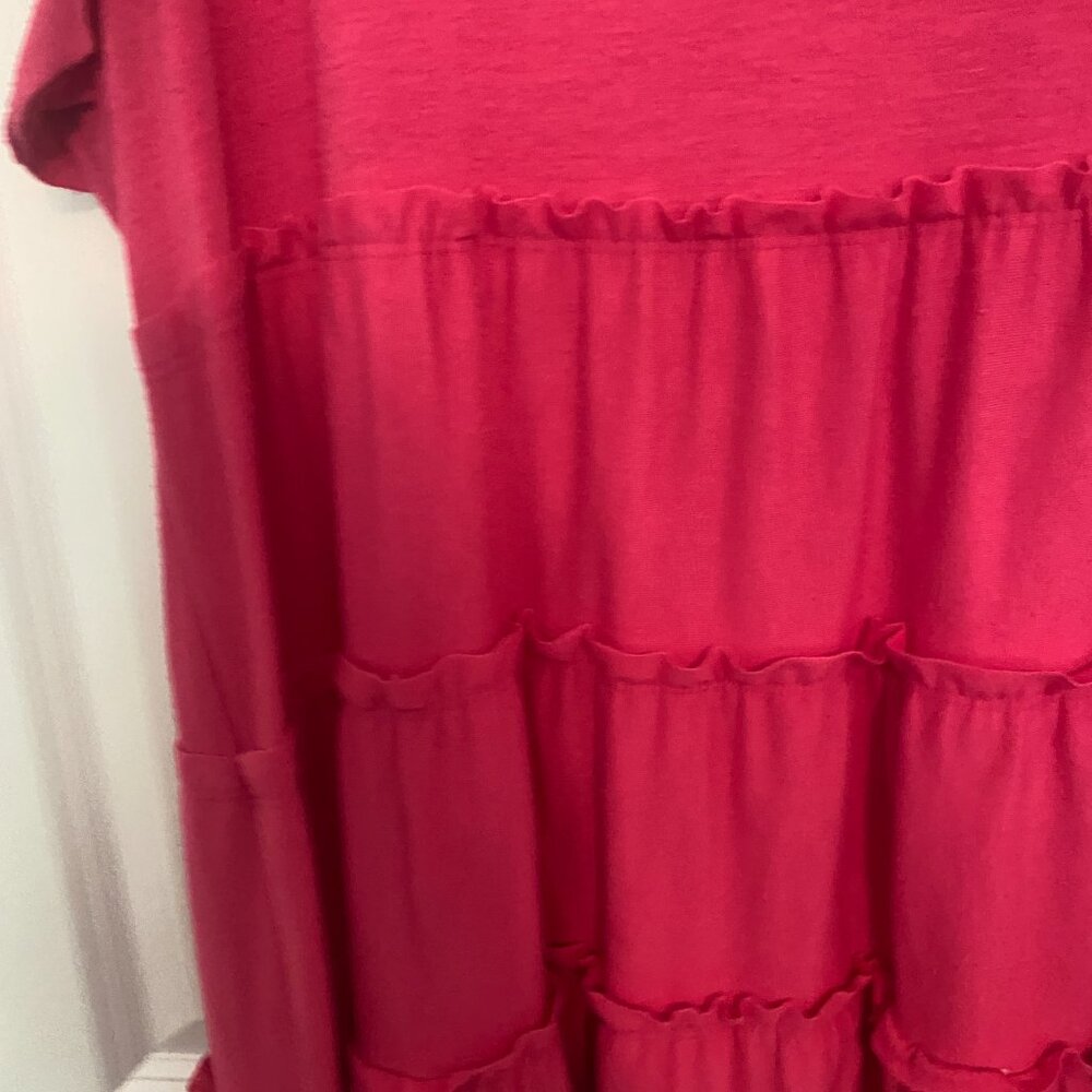Fuchsia Tiered Ruffle Sleeve Tunic Top - Picture 3 of 4